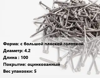 Гвоздь с большой плоской головкой 4.2х100 оцинкованный 5